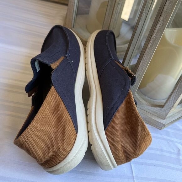 CROCS Santa Cruz Mens Blue Brown Canvas Convertible Slip On Loafer Shoe- Size 14 main image 4